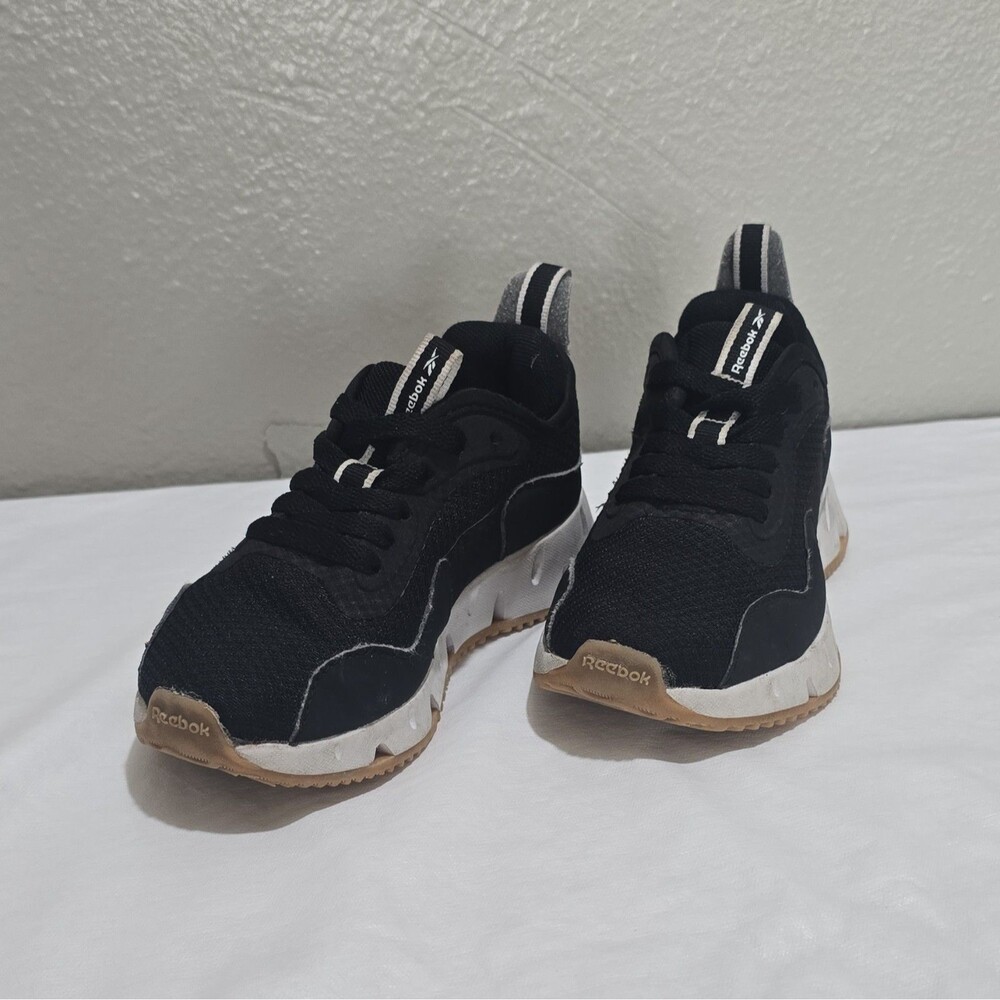 Reebok Zig Dynamica Kids Black White Tan Mesh Lace Up Low Top Sneakers US 12